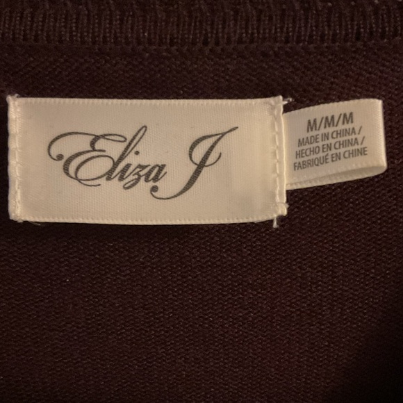 ELIZA J Women’s Knit Layered Burgundy Bell Sleeve Sweater Dress Size: Medium - Picture 6 of 6